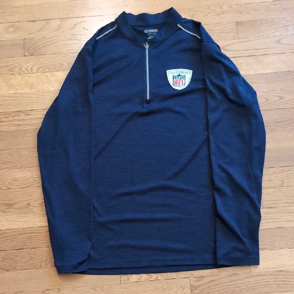 NFL Blue Lightweight Shirt Jacket with Quarter-Zip